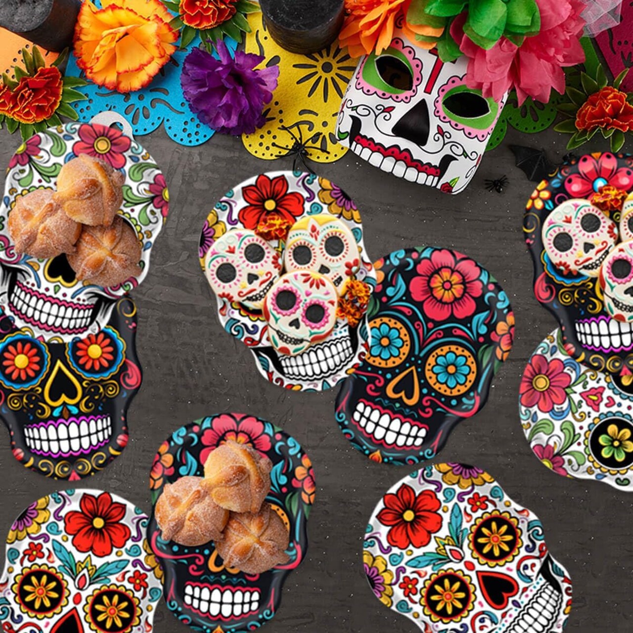 Day of the Dead Party Supplies Sugar Skull Holiday Paper Plates(Modern)
